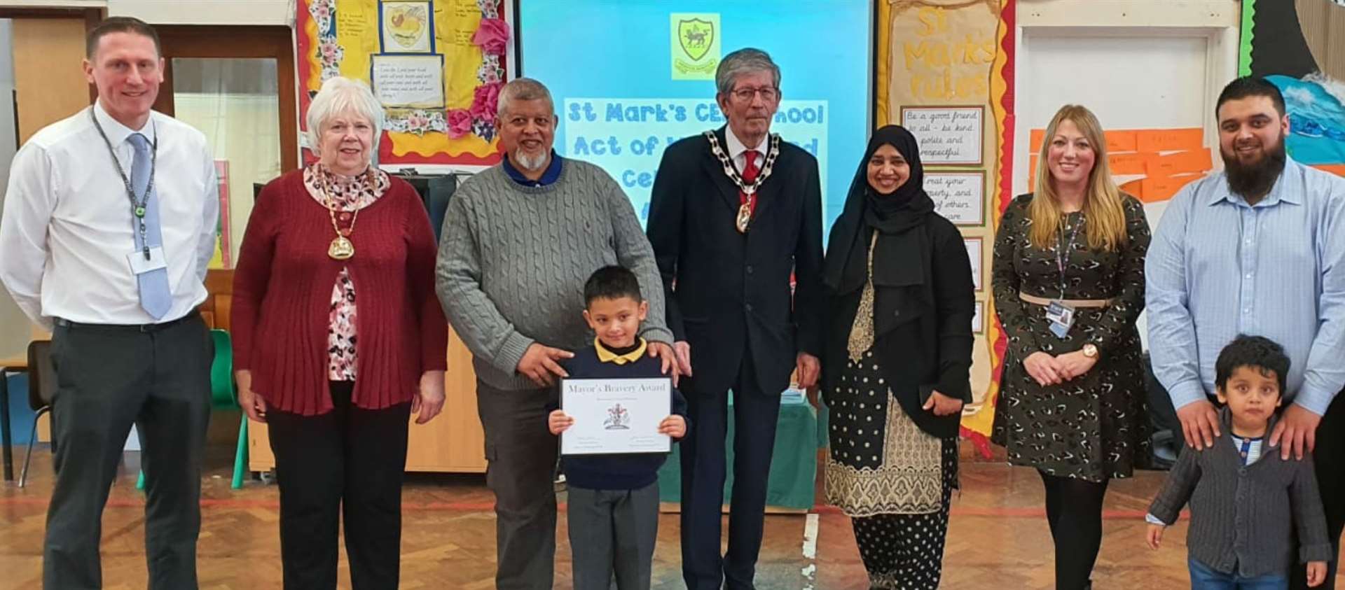 Yusuf received his bravery award at school from the Mayor of Tunbridge Wells