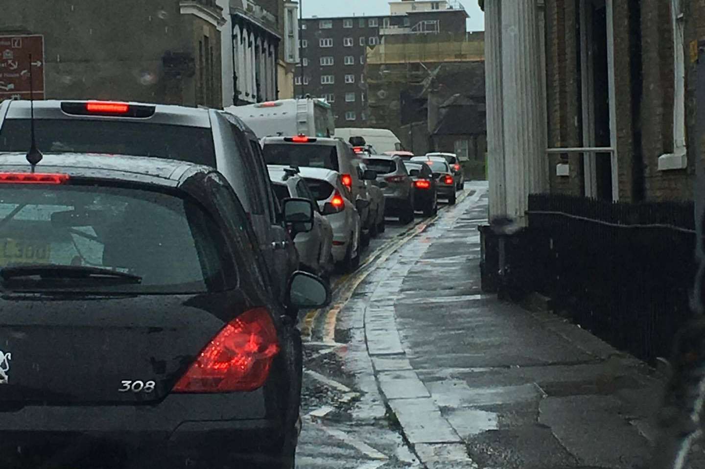 The traffic is gridlocked in Maison Dieu Road and all routes into Dover. Credit: Dan Poole