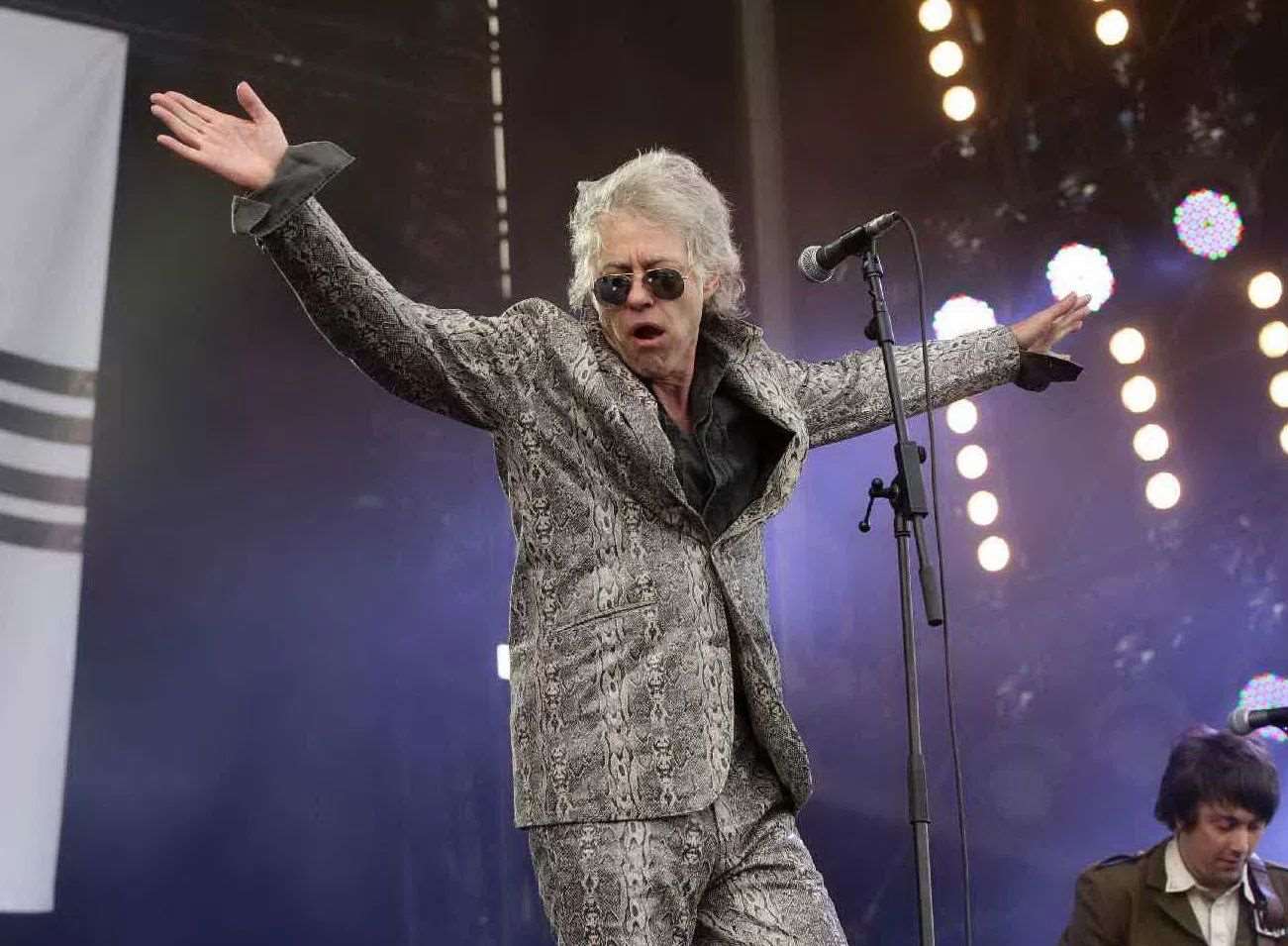 Geldof, in his bespoke snakeskin suit. Picture: SWNS
