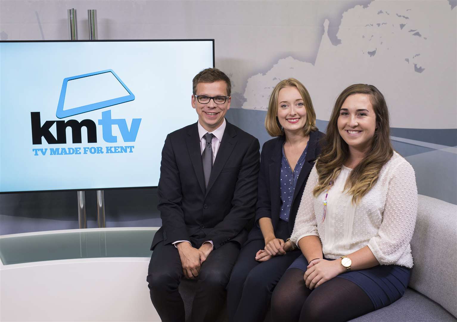 KMTV presenters Andy Richards and Louisa Britton and senior journalist Josie Hannett
