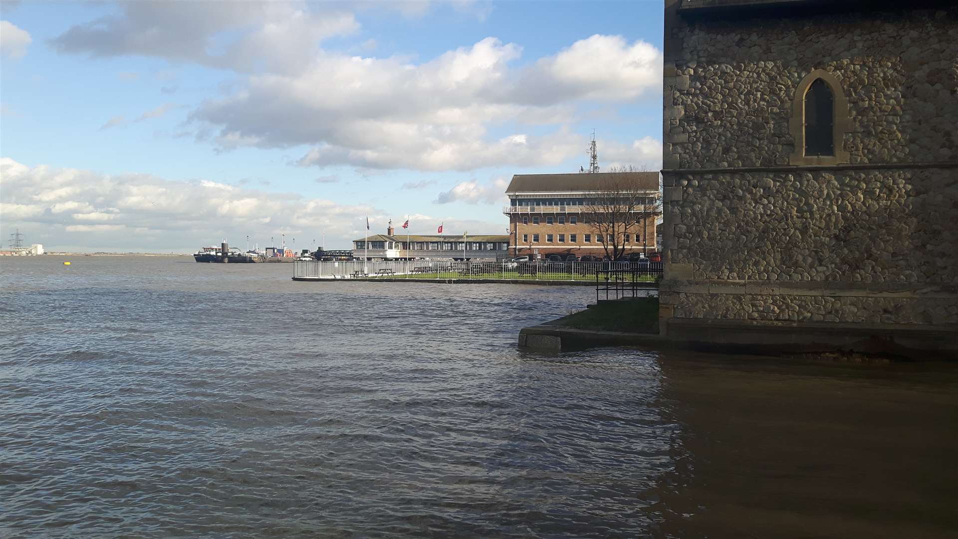Flooding by the shore in Gravesend