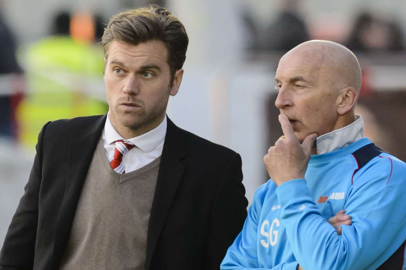Fleet manager Daryl McMahon, left, and assistant Steve Gritt, talk tactics Picture: Andy Payton