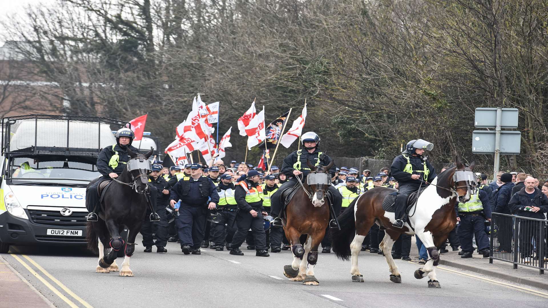 The far right protestors escorted by the police earlier this month