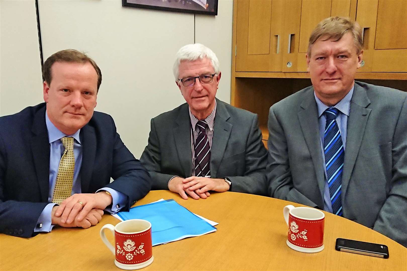 MP Charlie Elphicke and DDC leader Keith Morris with M&S head of public affairs Tony Ginty (centre)