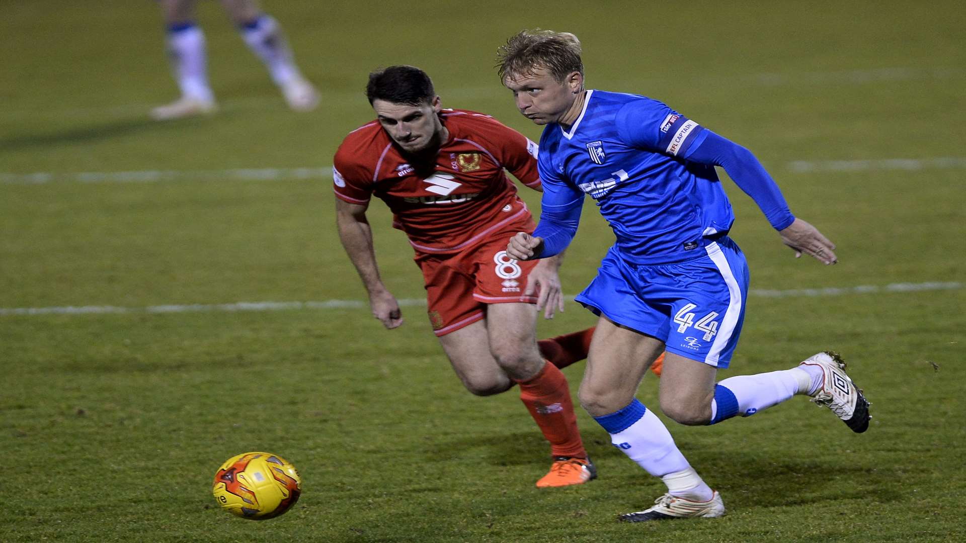 Josh Wright on the ball against MK Dons Picture: Ady Kerry