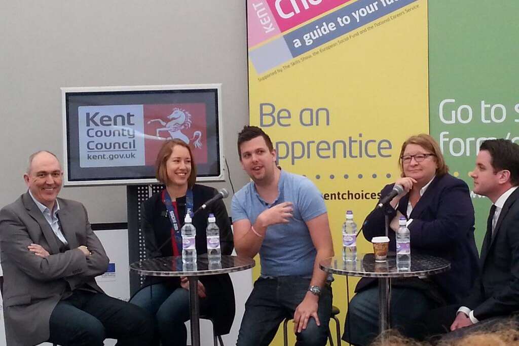 Lizzy Yarnold, Rob Wills and Rosemary Shrager were part of the panel answering students' questions