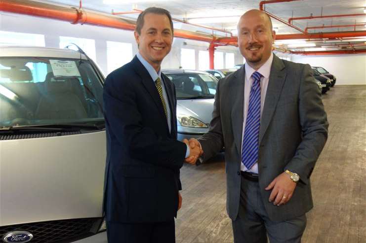 Robin Wilde, left, manager of BCA Paddock Wood, with David Cole of Ford Retail National Group Disposals