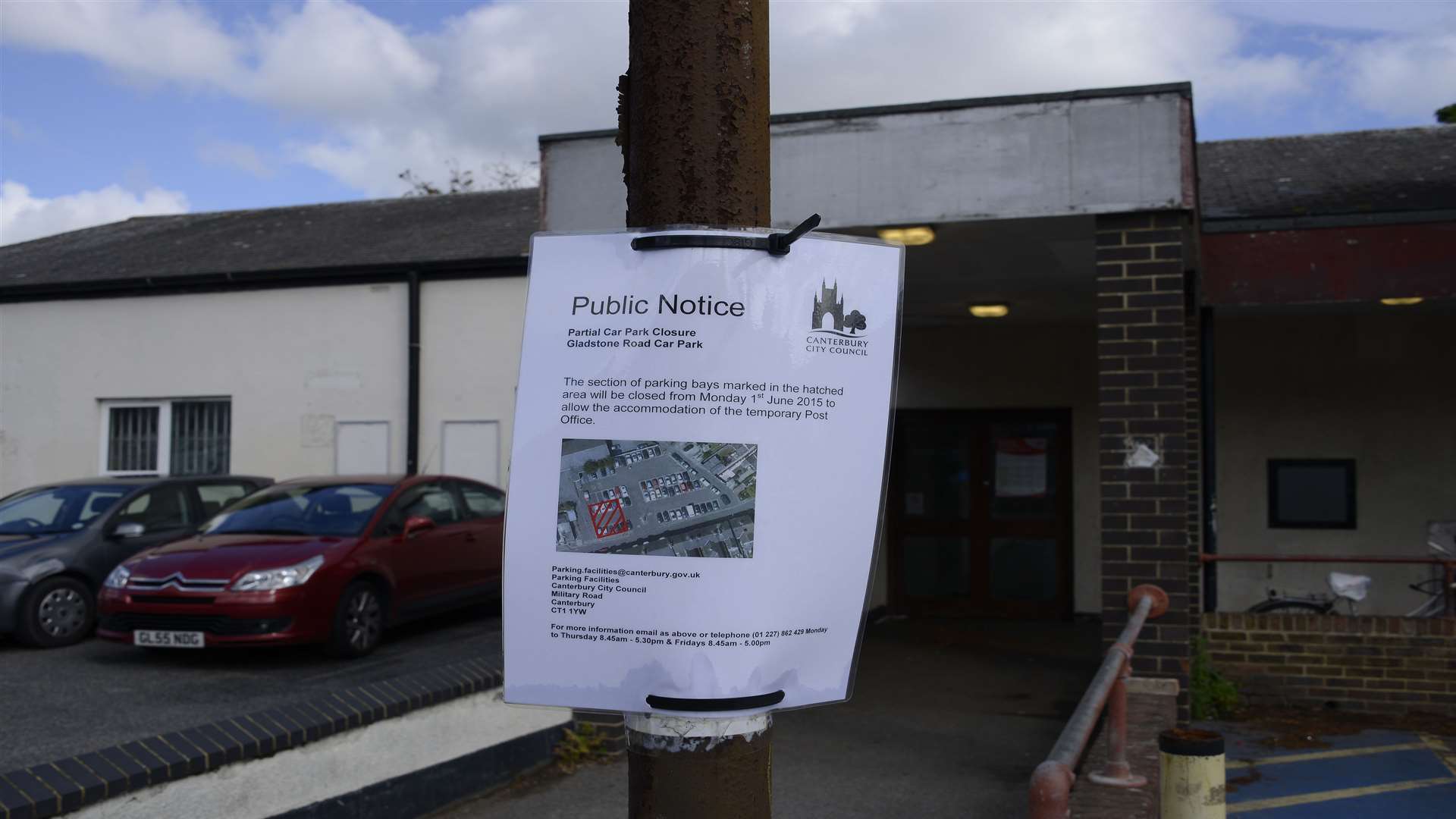 A public notice at the Gladstone Road site