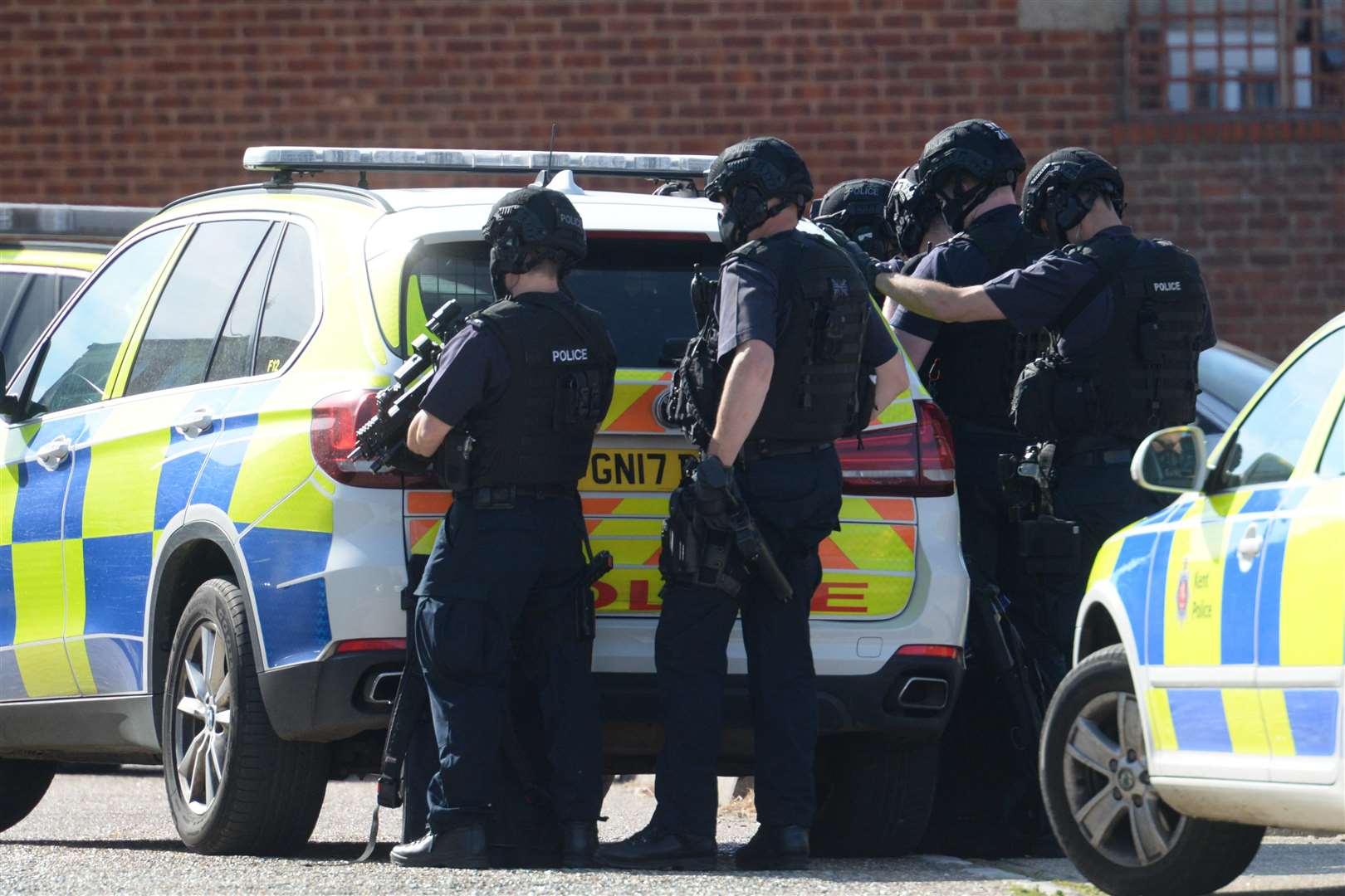Armed Police in Lucerne Drive today. Picture: Chris Davey