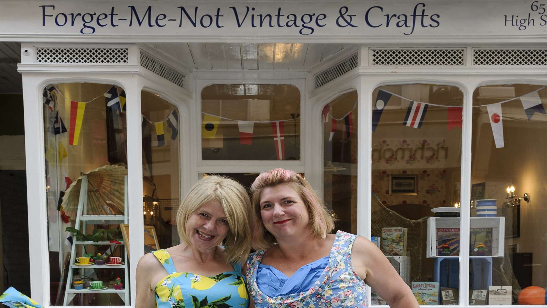 Clare Humphrys, left, and Sarah Cheshire. Opening of new shop Forget-Me-Not Vintage, in High Street, Gravesend