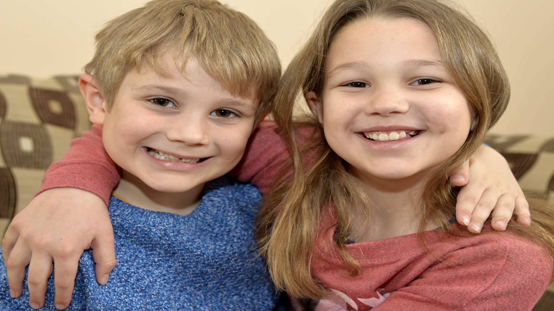 Liam Burgess, six, with sister Bryanna, eight