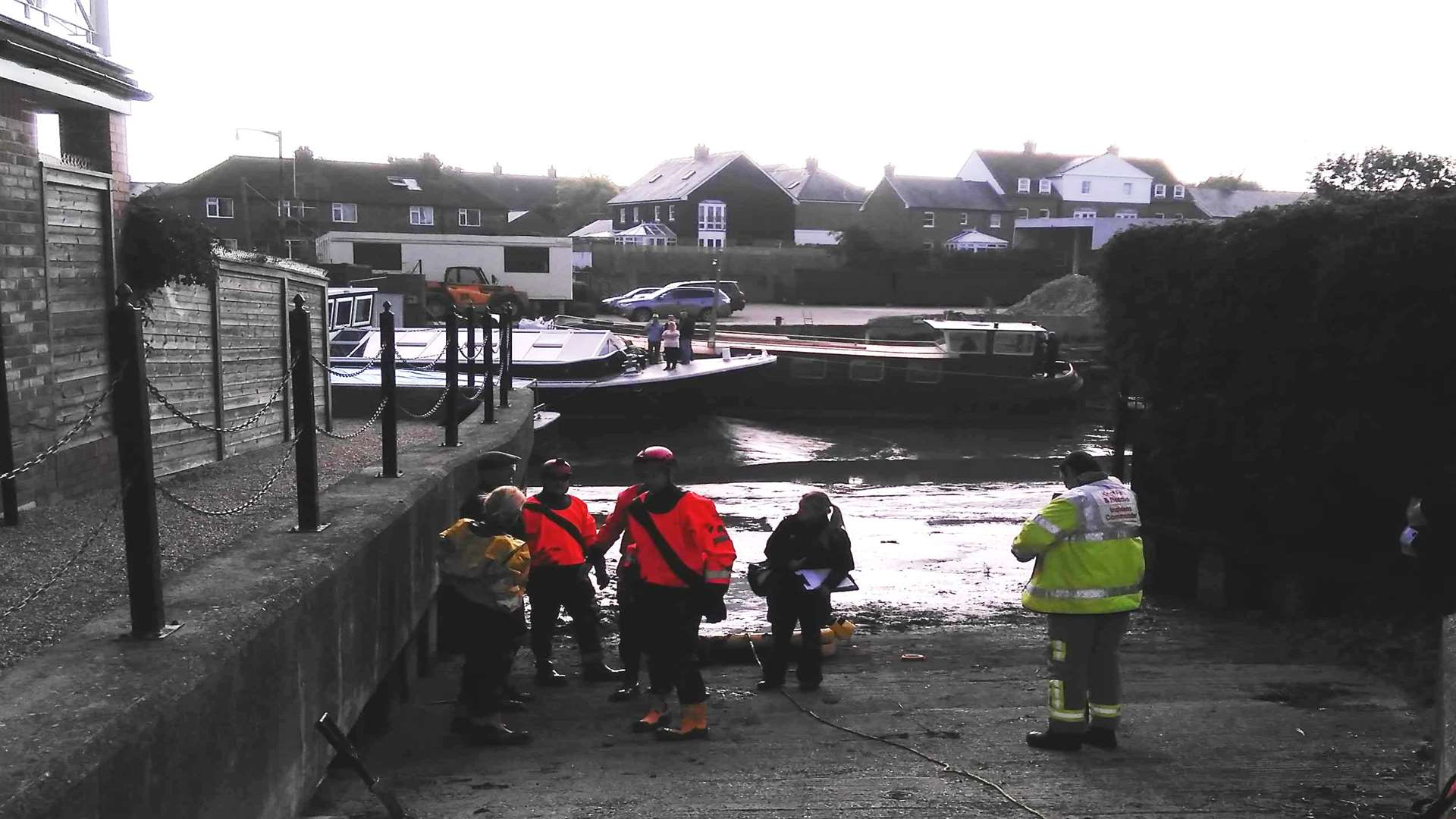 Fire crews rescued the man from the mud. Picture: Michael Maloney.