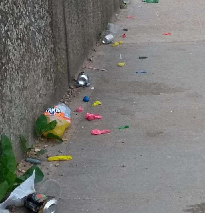 Litter at Whitstable Beach - including balloons used to inhale nitrous oxide - last weekend
