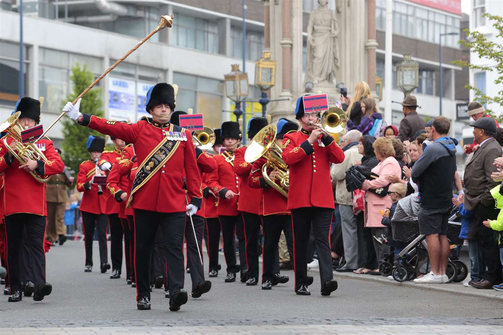 The Corps Band of the Royal Engineers march down Maidstone's High Street. Picture: Martin Apps