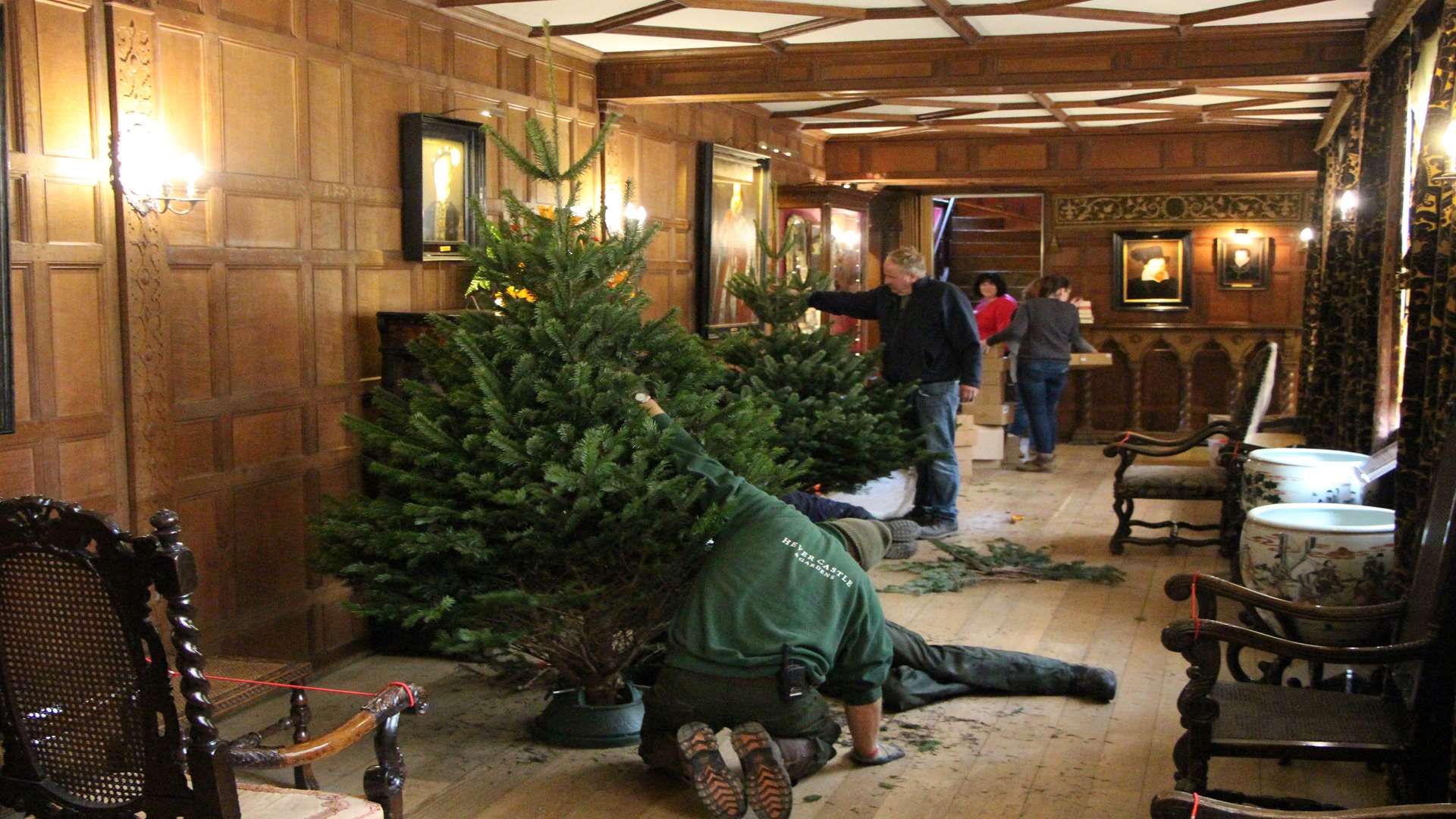 Neil's team of little helpers get to grips with the first of the trees