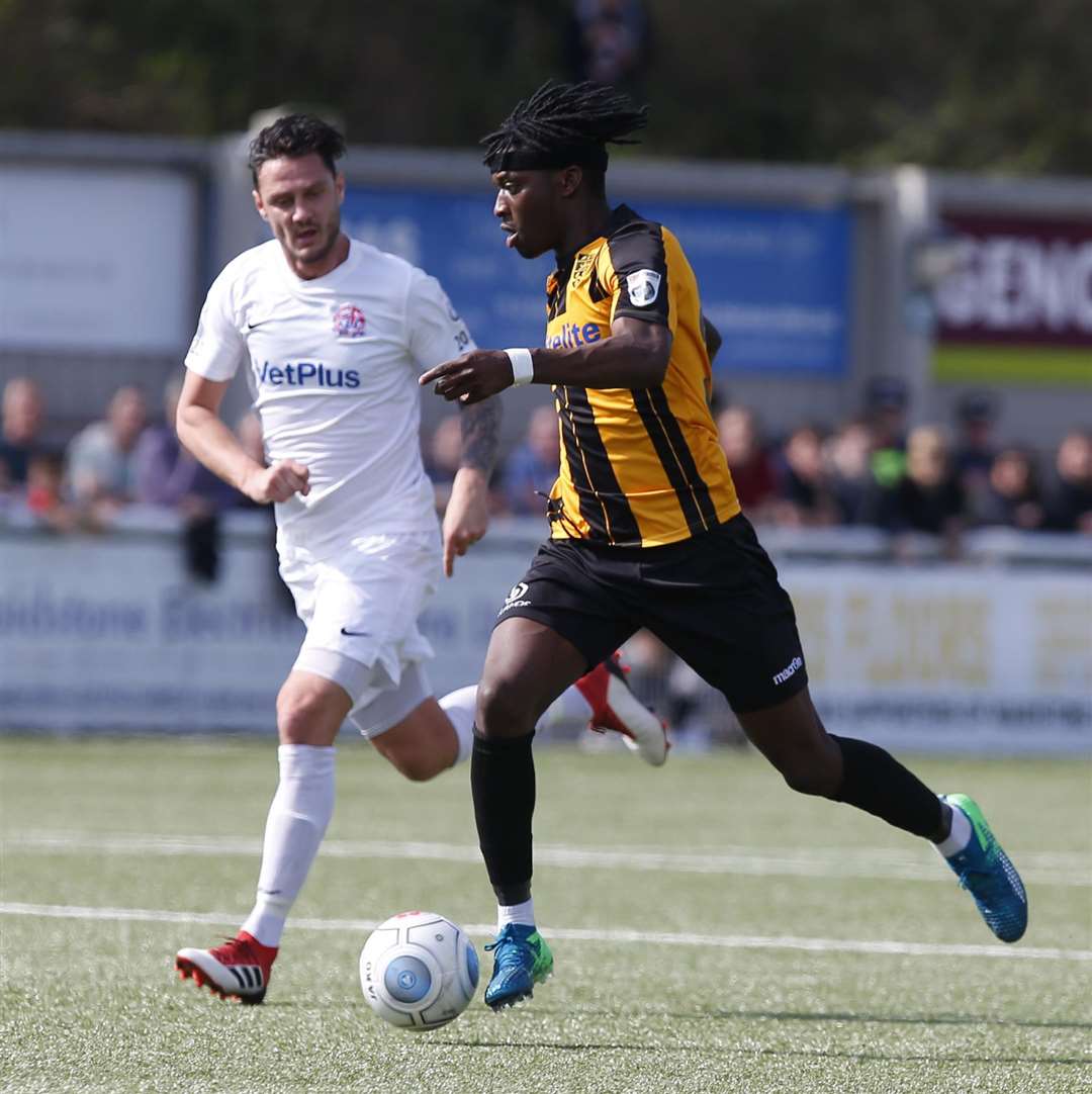 Andre Coker in full flow for Maidstone Picture: Andy Jones