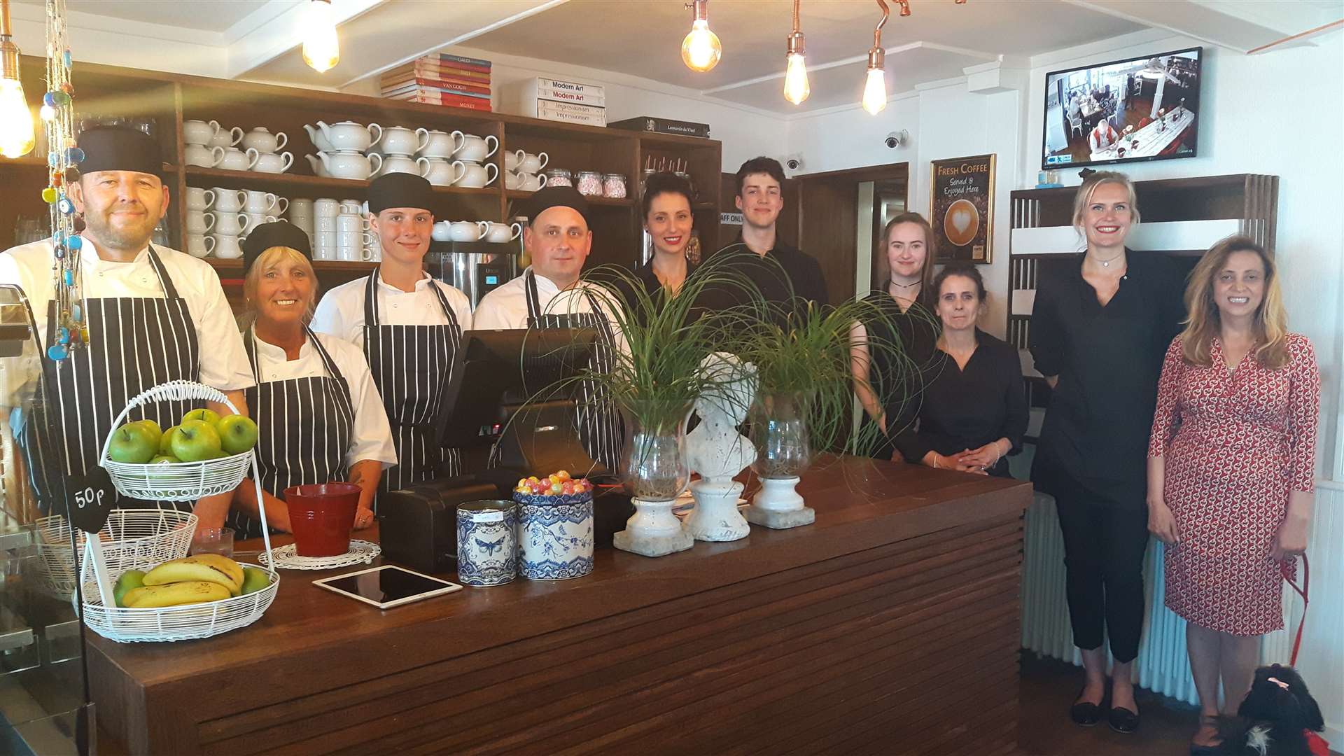 The team including head chef Peter Cullen (far left) and owner Sibel Tatton (far right)