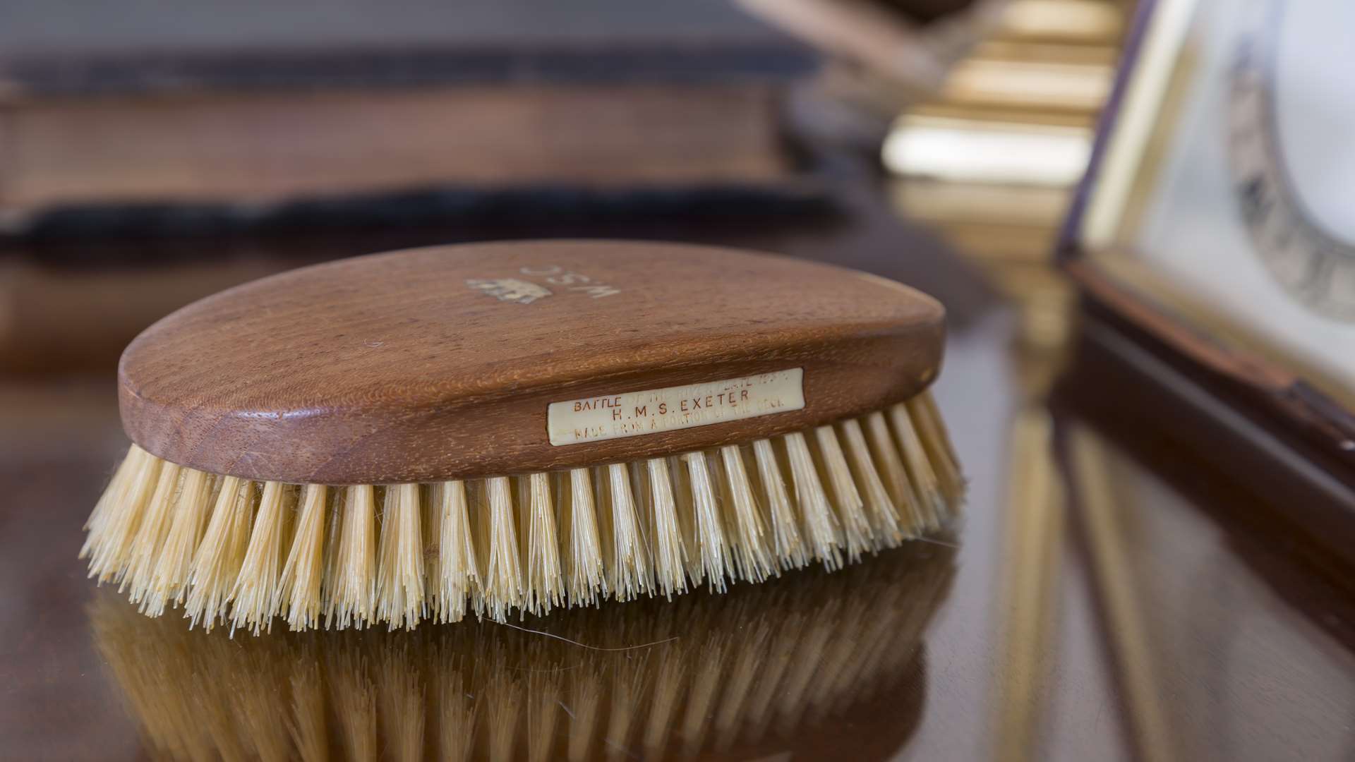 Churchill's hairbrush, made from the wood of HMS Exeter