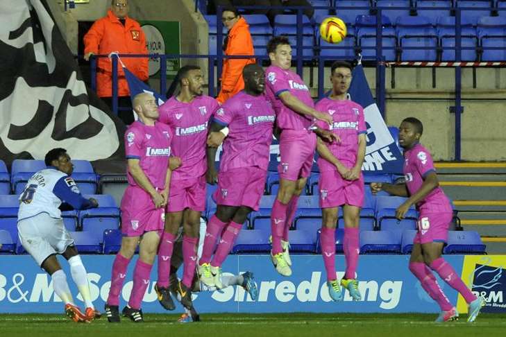 Gillingham put up a defensive wall to protect their goal