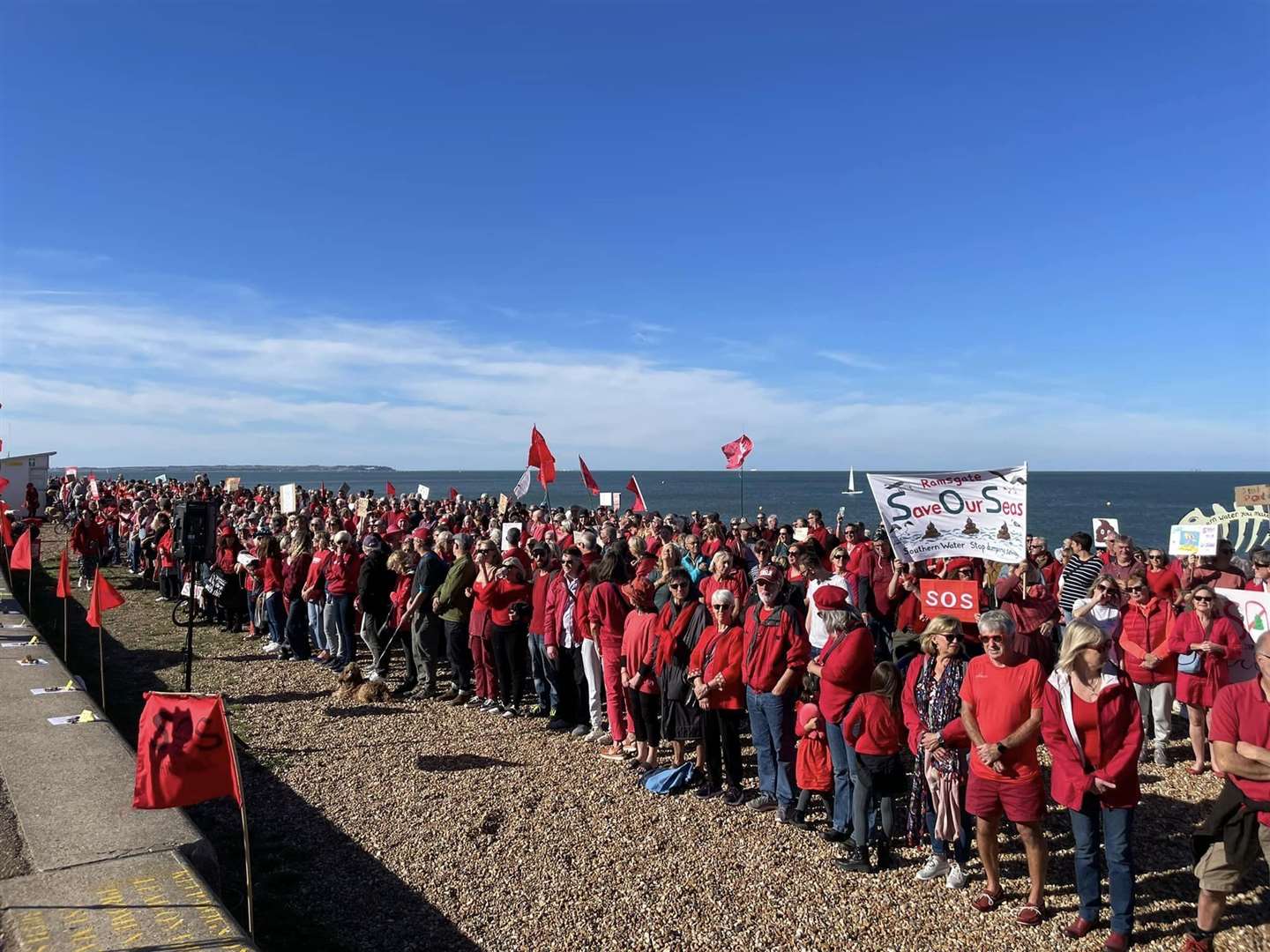 SOS Whitstable's protest on Tankerton beach earlier this month. Picture: SOS Whitstable