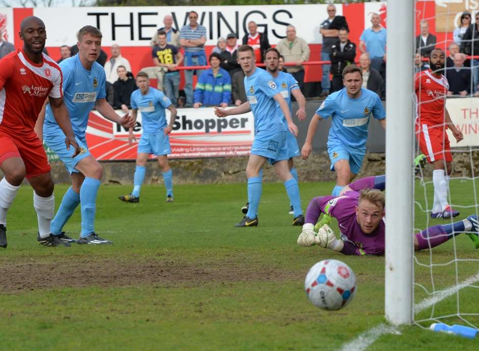 Dominic Vose's effort goes just wide of the far post in the first half. Picture: Keith Gillard