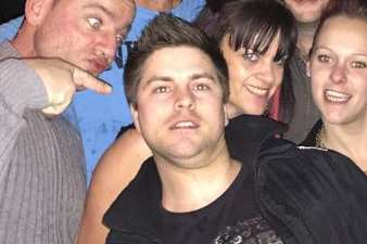Pat Lamb (centre) with friends on the night he went missing
