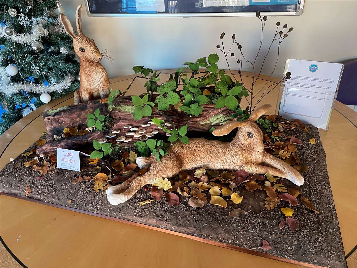 The 4ft by 2ft woodland scene has been created out of sugar