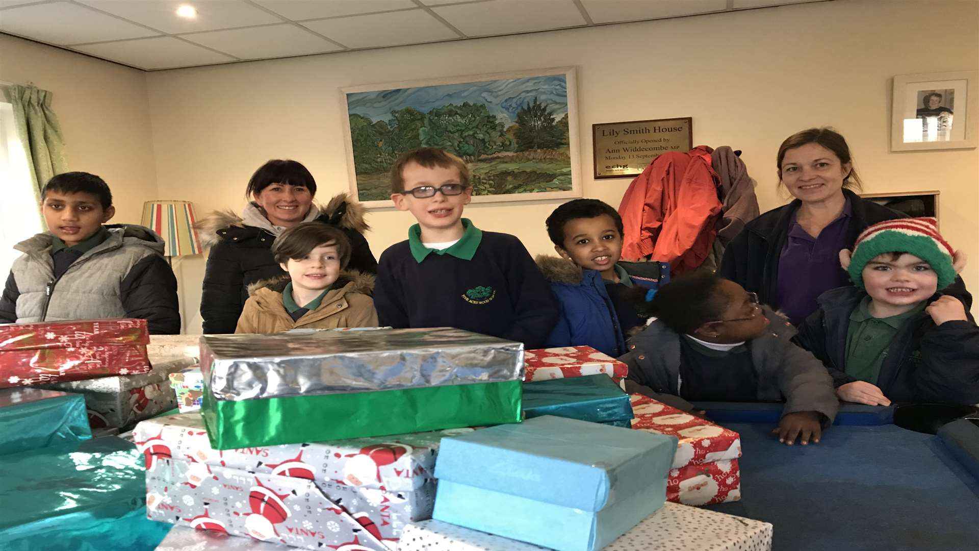Five Acre Wood School donated 25 shoeboxes filled with Christmas essentials to Maidstone Day Centre