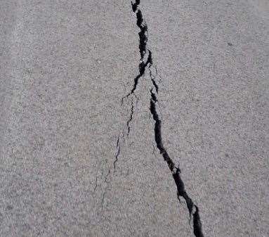 One of the worst cracks on the cycle route at Old Thanet Way. Picture: Sean Beaver