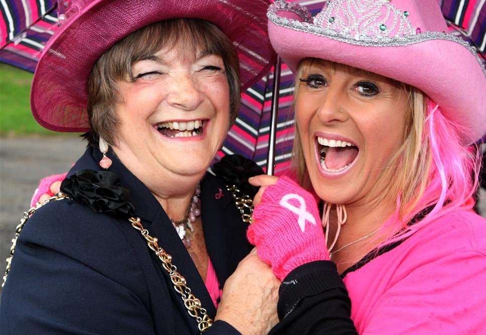 Deal Mayor Cllr Marlene Burnham, left, in the pink with Kerry Rubins
