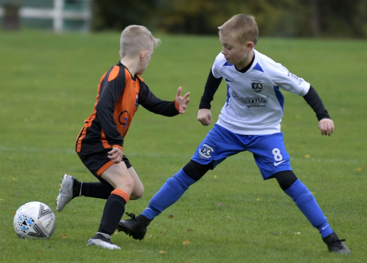 Lordswood Youth under-11s (orange) close down Medway United South under-11s. Picture: Barry Goodwin (42845075)
