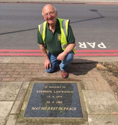 Gordon Newton and the memorial stone