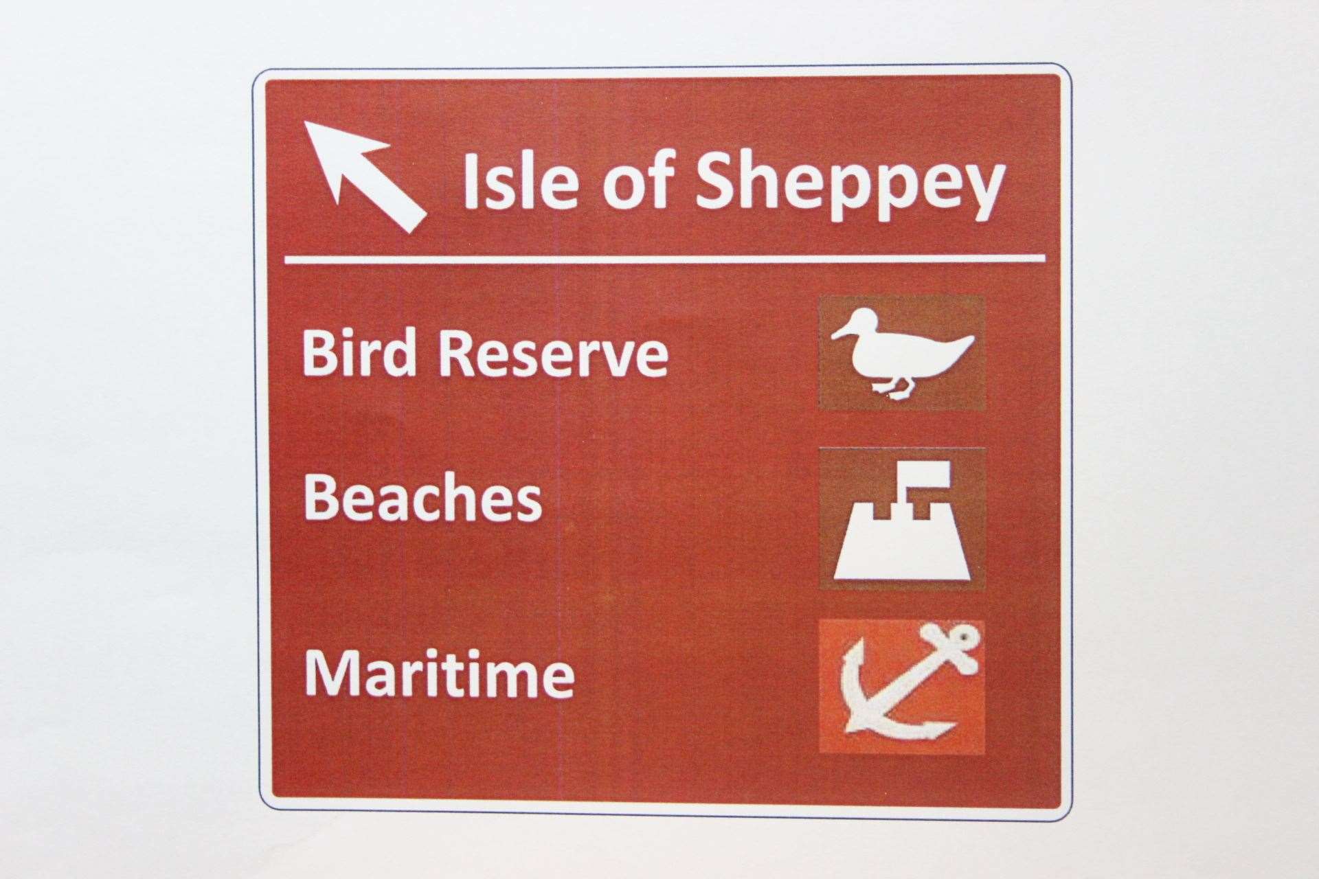 Updated design of what Sheppey brown tourist sign on the M2 could look like, from Sheppey Community Development Forum