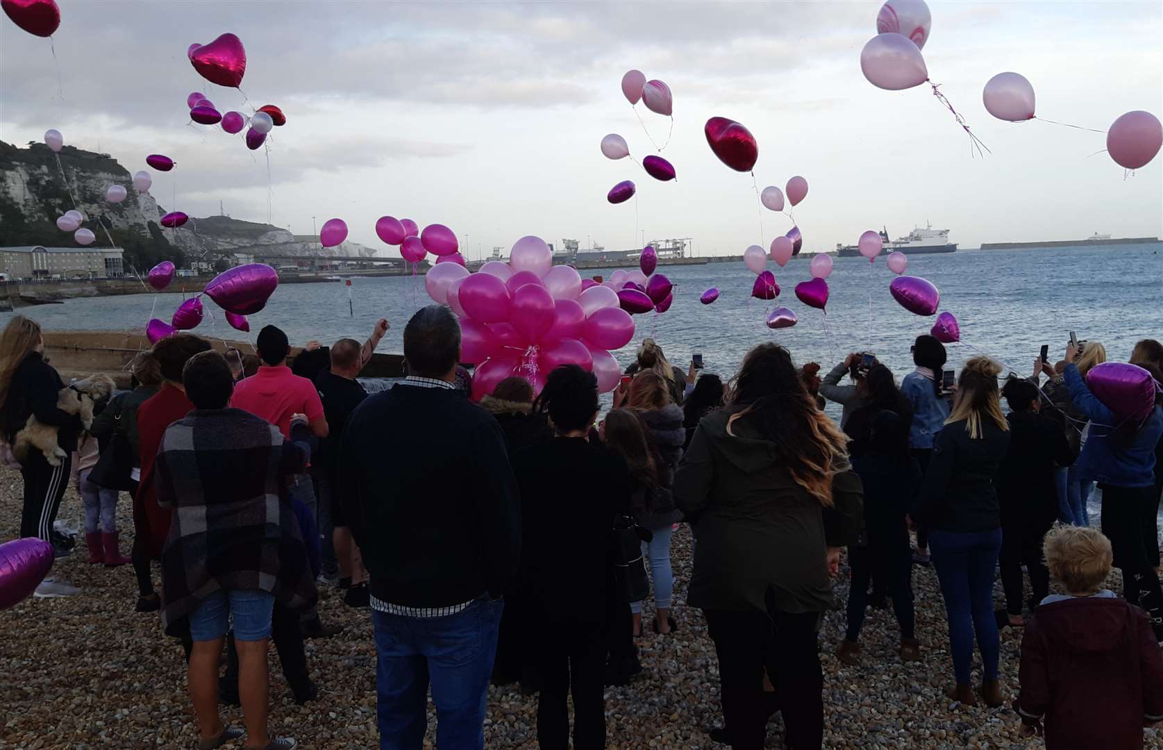 Pink balloons were released in Dover this evening. (4255582)