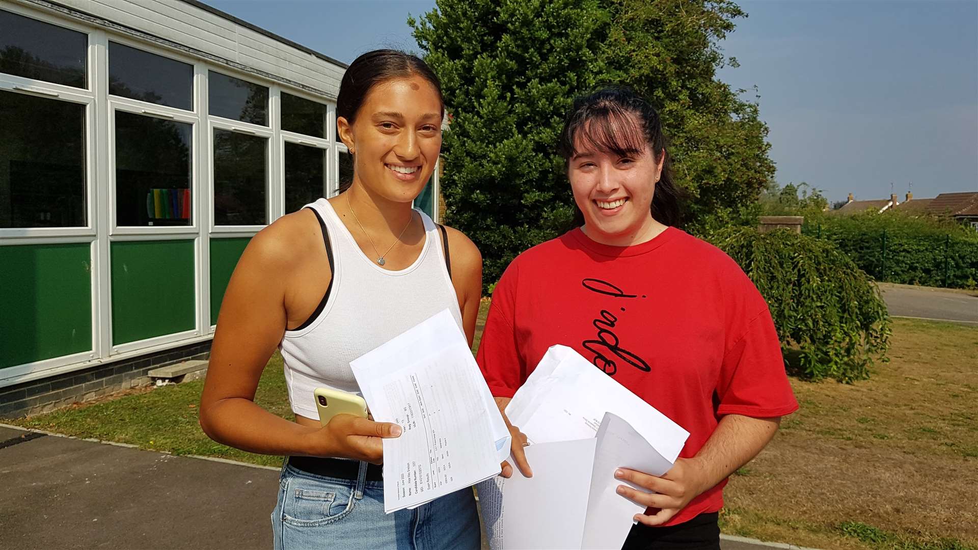 St Anselm's pupils Alice Snelson (left) who achieved A*AA and will study architecture at Bath, and Jessica Newton, who achieved BBC and will study law at the University of Kent