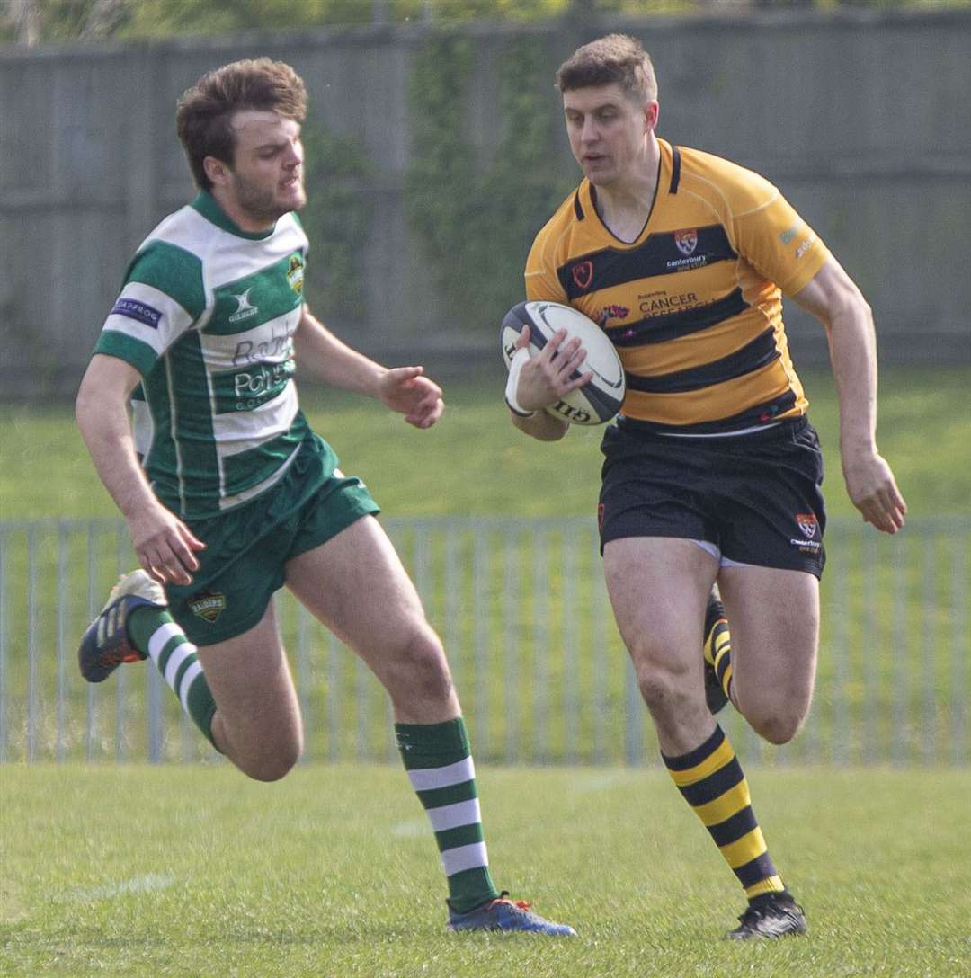 Canterbury's Will McColl takes the game to Guernsey. Picture: Phillipa Hilton