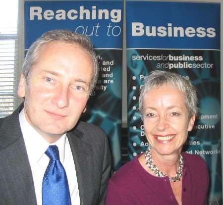 Marc Hume, director of enterprise, and Professor Patricia Harvey, director of business innovation, at the University of Greenwich, Chatham Maritime
