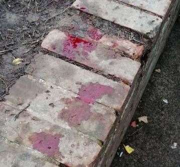 Blood splattered over a wall at Homewood School after the attack. Picture: Robin Andrew