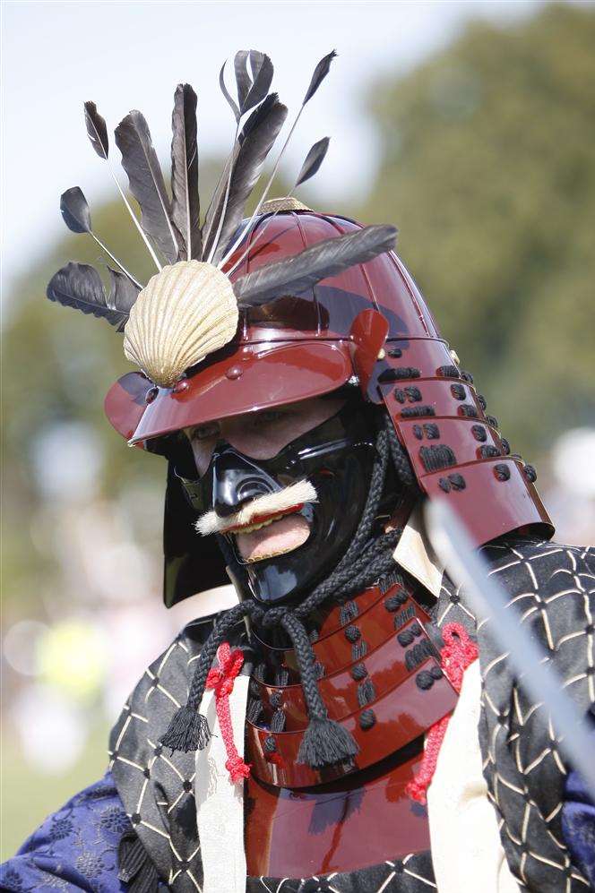 Russell Palmer dressed as a Samurai for the Will Adams Festival