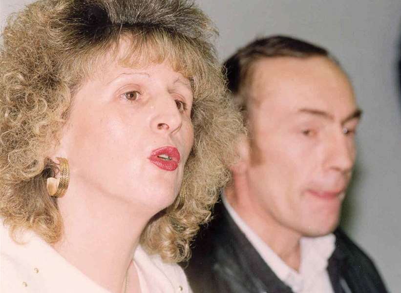 Linda and Cliff Tiltman at a police press conference in 1993