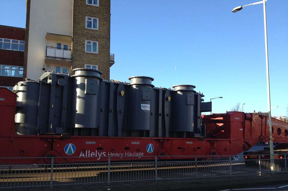 Transformer moving at 12 miles an hour in Dover on its travels to Sellindge