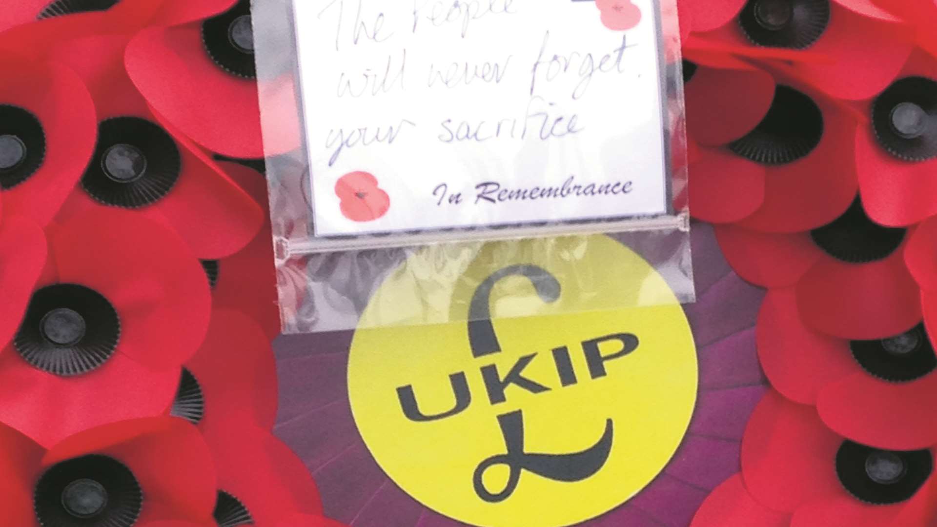 Some were angry after a wreath was laid with the Ukip logo in the centre