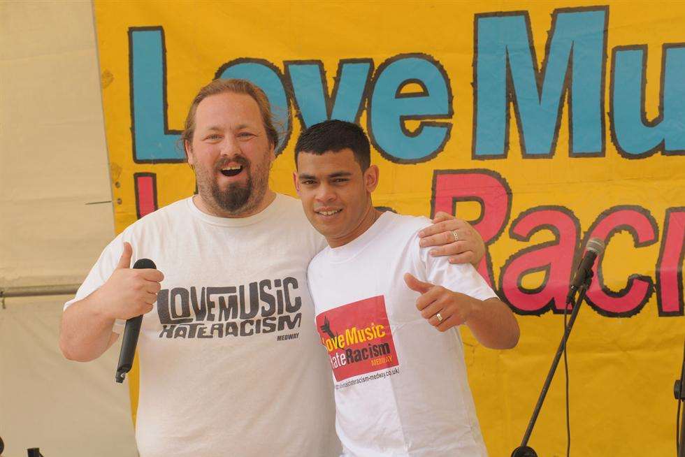 Vince Maple and Silf at last year's Love Music Hate Racism at the Command House