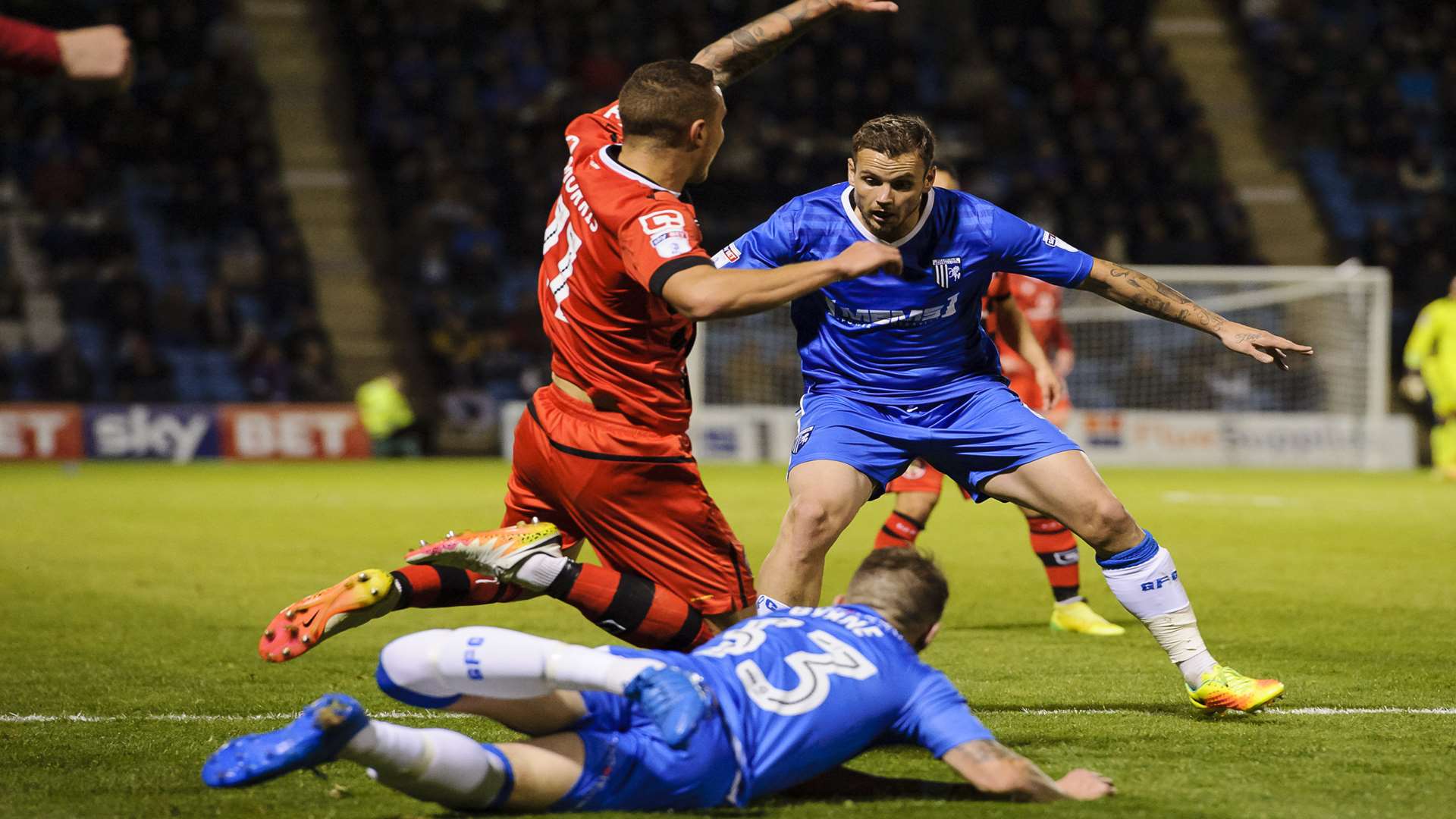 Byrne and Herd combine to stifle the Saddlers Picture: Andy Payton