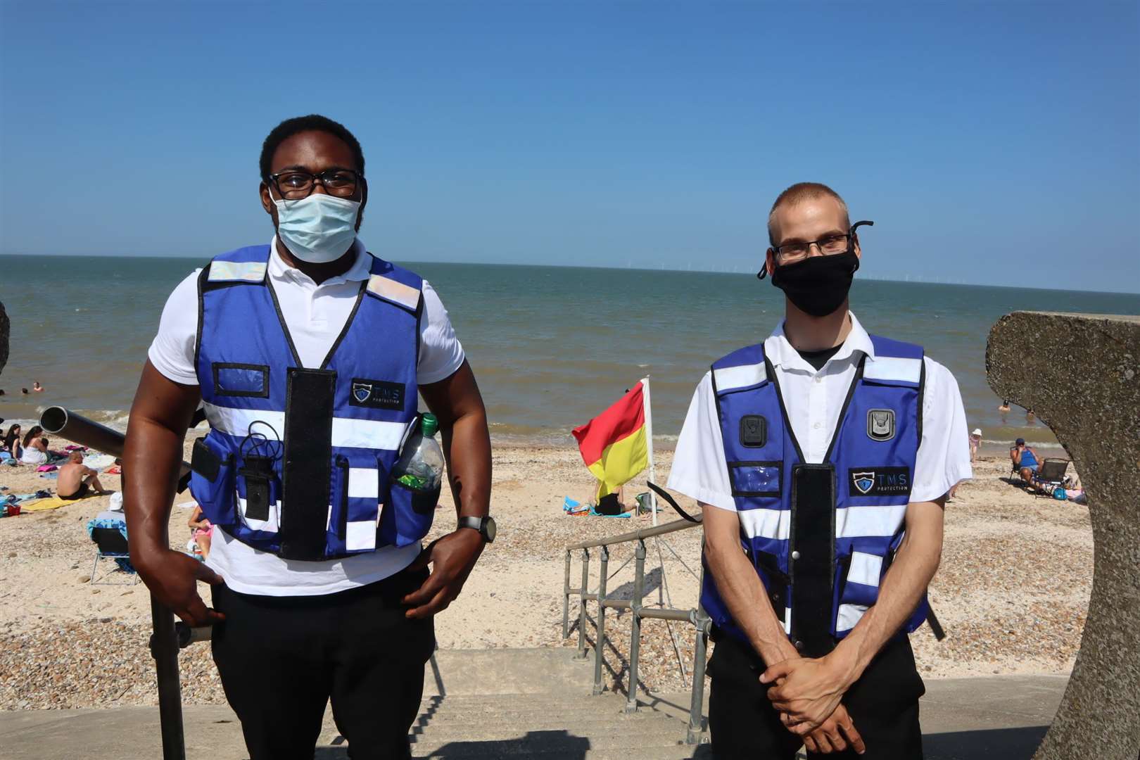 The Covid-busters - Swale council's Covid marshals Prince Asuming, left, and Peter Broome on the beach at Leysdown