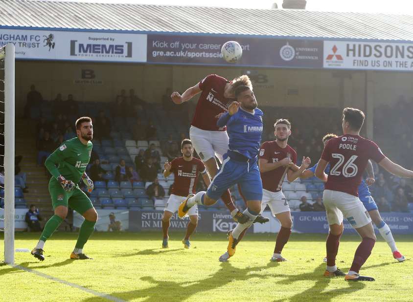 Max Ehmer looking to cause problems in Northampton's box Picture: Andy Jones
