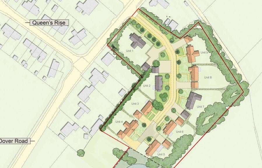 An aerial plan for the homes at Dover Road. Ringwould. Picture: Quinn Estates/Dover District Council planning portal