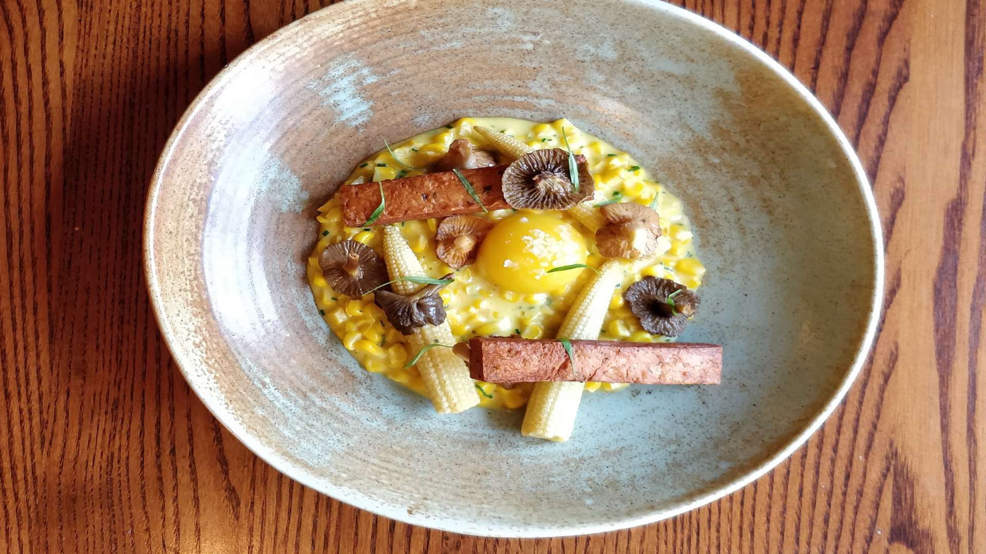 A duck egg dish on the menu