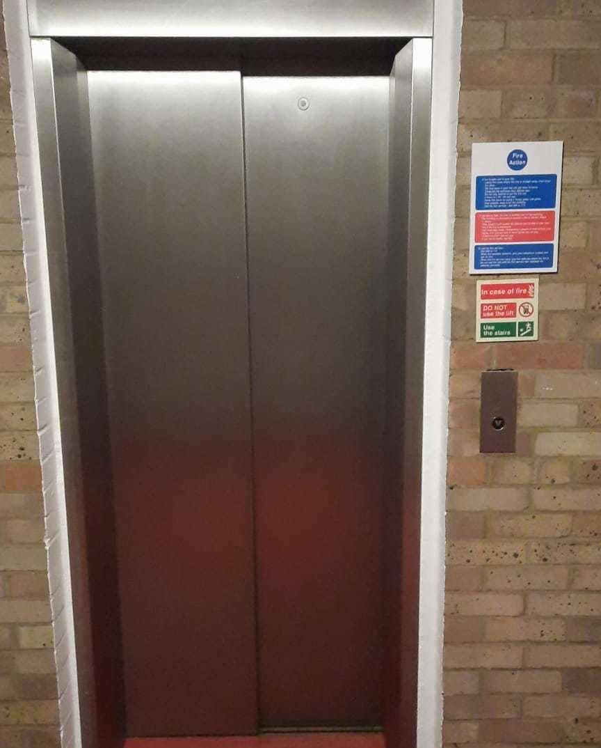 The lift at Margaret Court, Herne Bay, is out of service. Picture: Jim Allen