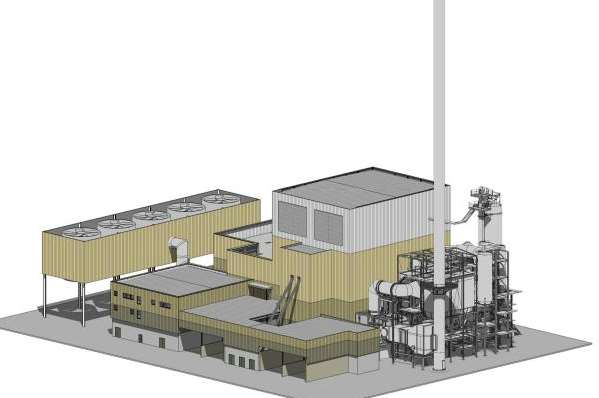 Computer-generated image of the new power plant at Ridham Dock